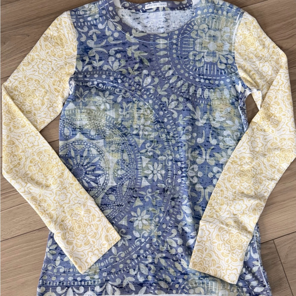 Whimsy Rose Medallion Floral Paisley Thermal Top Boho Arty